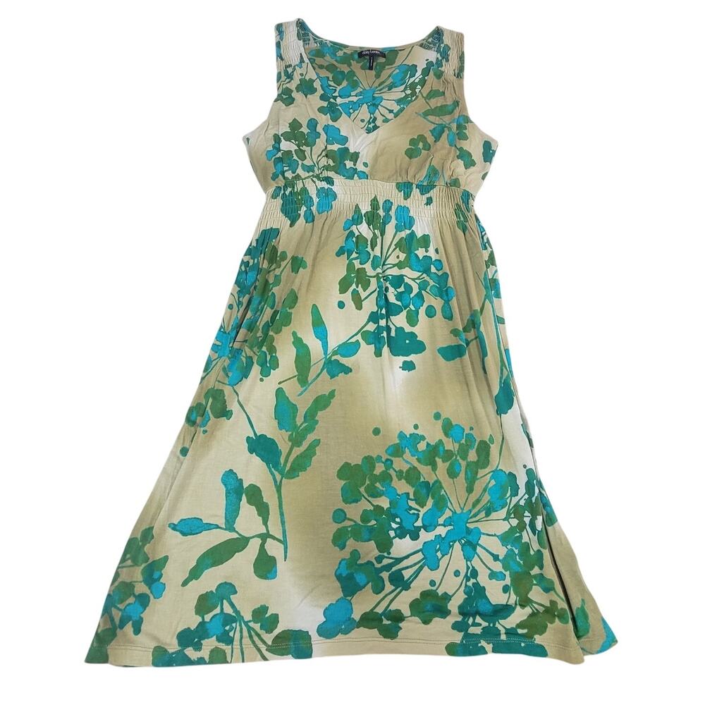 Daisy Fuentes Moda Small Green Floral Sleeveless Midi Dress
